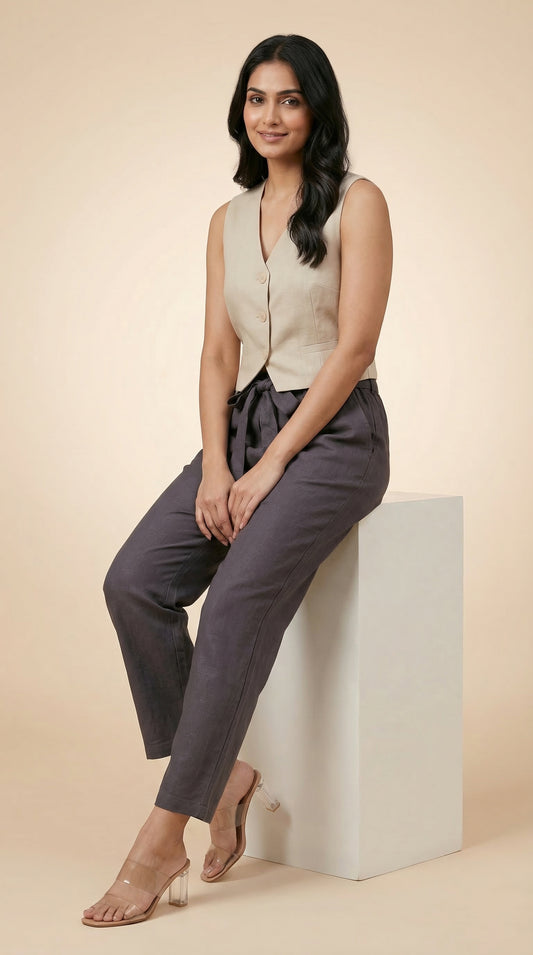 Desk to Dinner Soft-Belted Straight Pant Grey