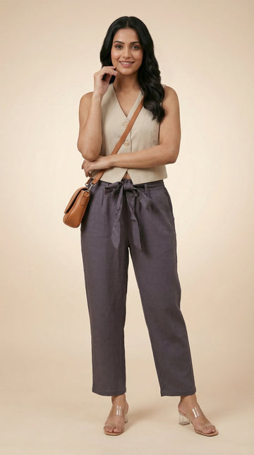 Desk to Dinner Soft-Belted Straight Pant Grey