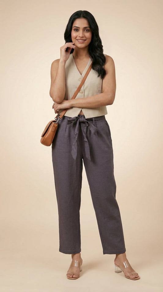 Desk to Dinner Soft-Belted Straight Pant Grey