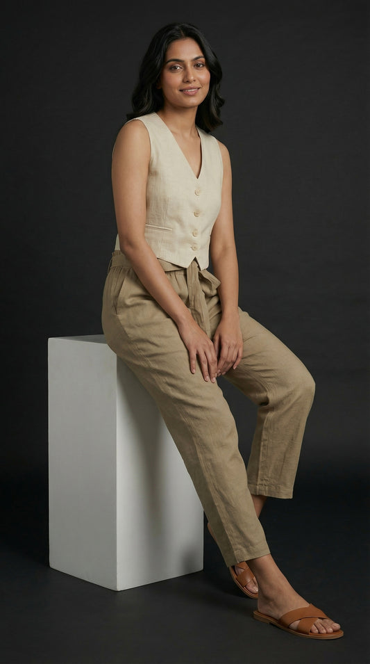 Desk to Dinner Soft-Belted Straight Pant Khaki