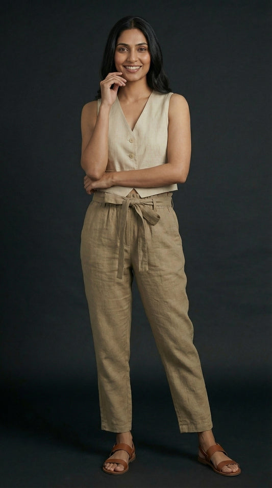 Desk to Dinner Soft-Belted Straight Pant Khaki