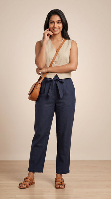 Desk to Dinner Soft-Belted Straight Pant Navy