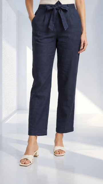 Desk to Dinner Soft-Belted Straight Pant Navy