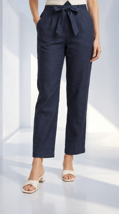 Desk to Dinner Soft-Belted Straight Pant Navy