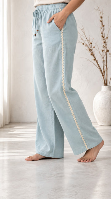 Weekend Relaxed Fit Lace Pant Blue
