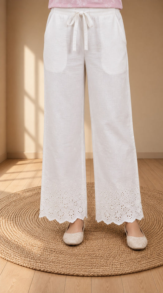 Modern Ethnic Hakoba Pant White
