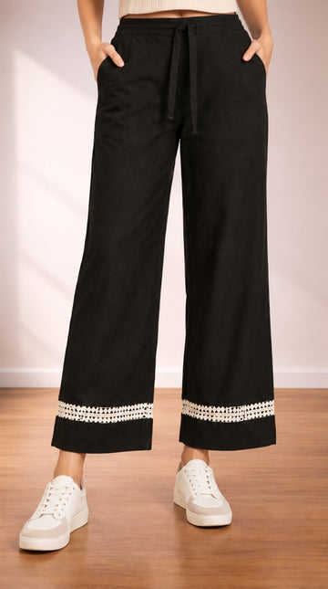 Modern Ethnic Laced Pant Black
