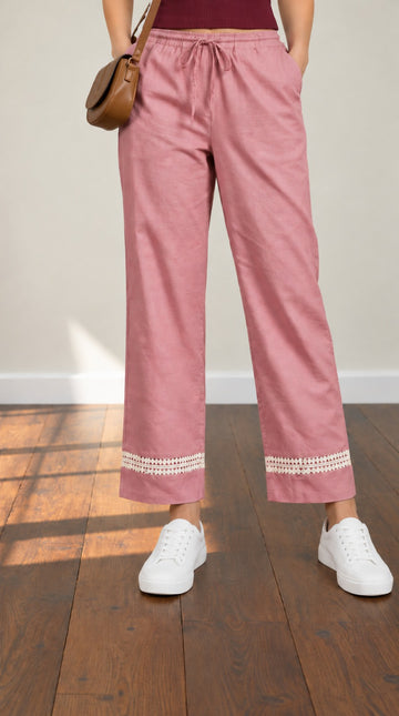 Modern Ethnic Laced Pant Pink