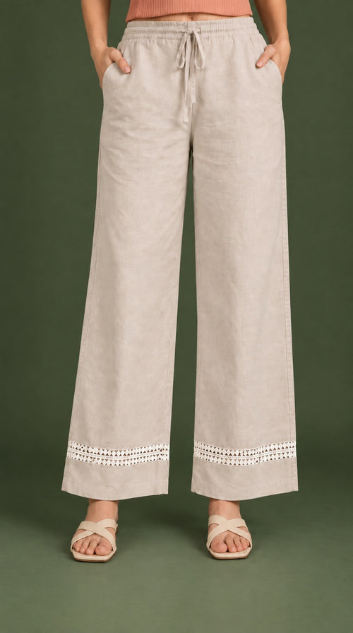 Modern Ethnic Laced Pant Chikoo