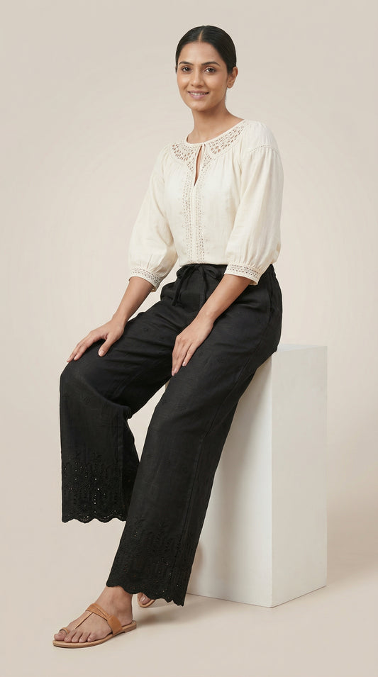 Modern Ethnic Hakoba Pant Black
