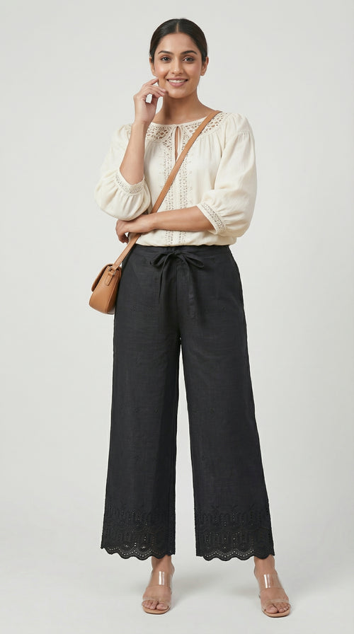 Modern Ethnic Hakoba Pant Black
