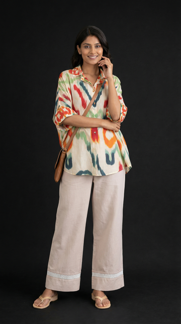 Modern Ethnic Laced Pant Chikoo
