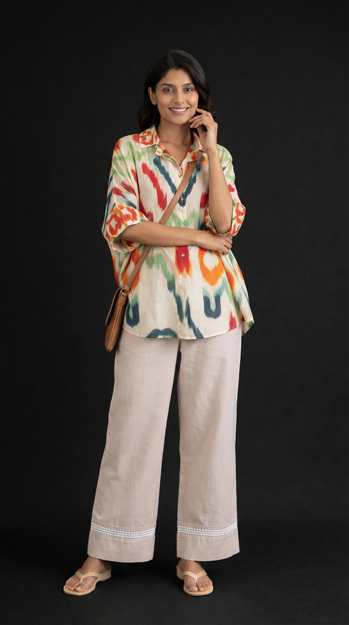 Modern Ethnic Laced Pant Chikoo