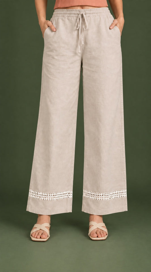 Modern Ethnic Laced Pant Chikoo