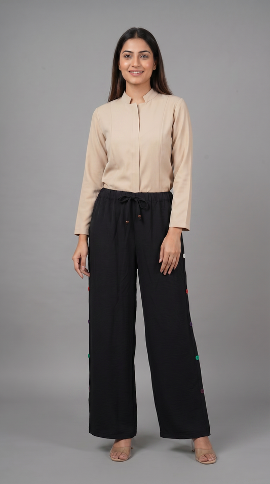 Weekend Relaxed Fit Buttoned Pant Black