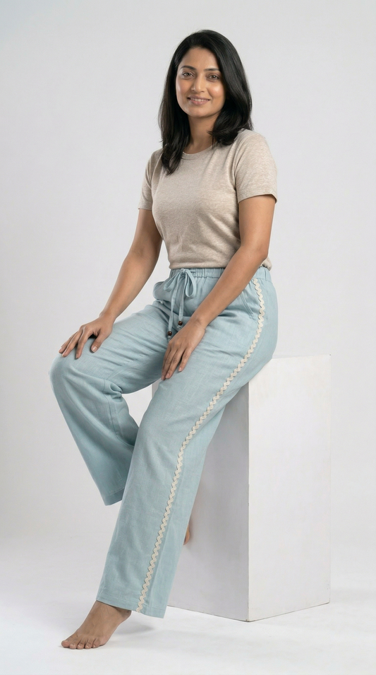 Weekend Relaxed Fit Lace Pant Blue