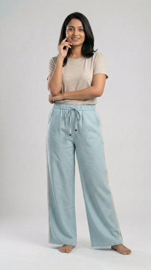 Weekend Relaxed Fit Lace Pant Blue